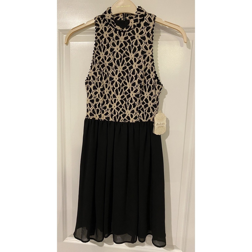 Altar'd State Embroidered Floral Halter Dress Womens Small Black Open Back Boho